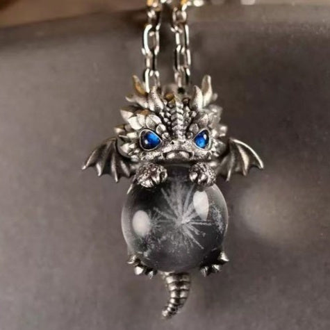 Dragon brings spiritual rain and ink realm pendant, owl necklace