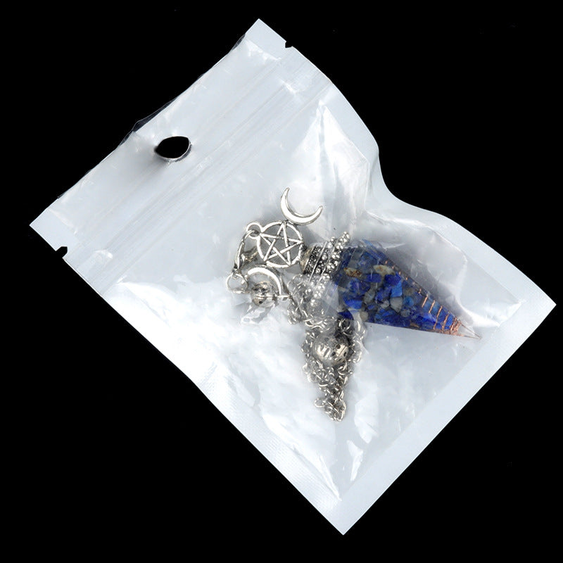 Colorful Crushed Stone Resin Crystal Gemstone Hexagonal Pyramid Spiritual Pendant Ornament