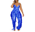 Printed Tassel Lace Sling Jumpsuit Two-piece Set