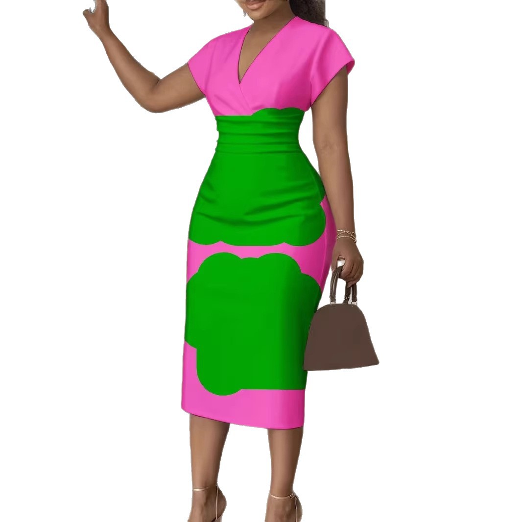 New V-Neck Sheath Short-Sleeve Dress For Women