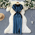 Cross V-neck Lace Stitching Dress
