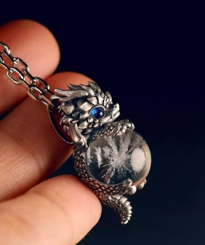 Dragon brings spiritual rain and ink realm pendant, owl necklace