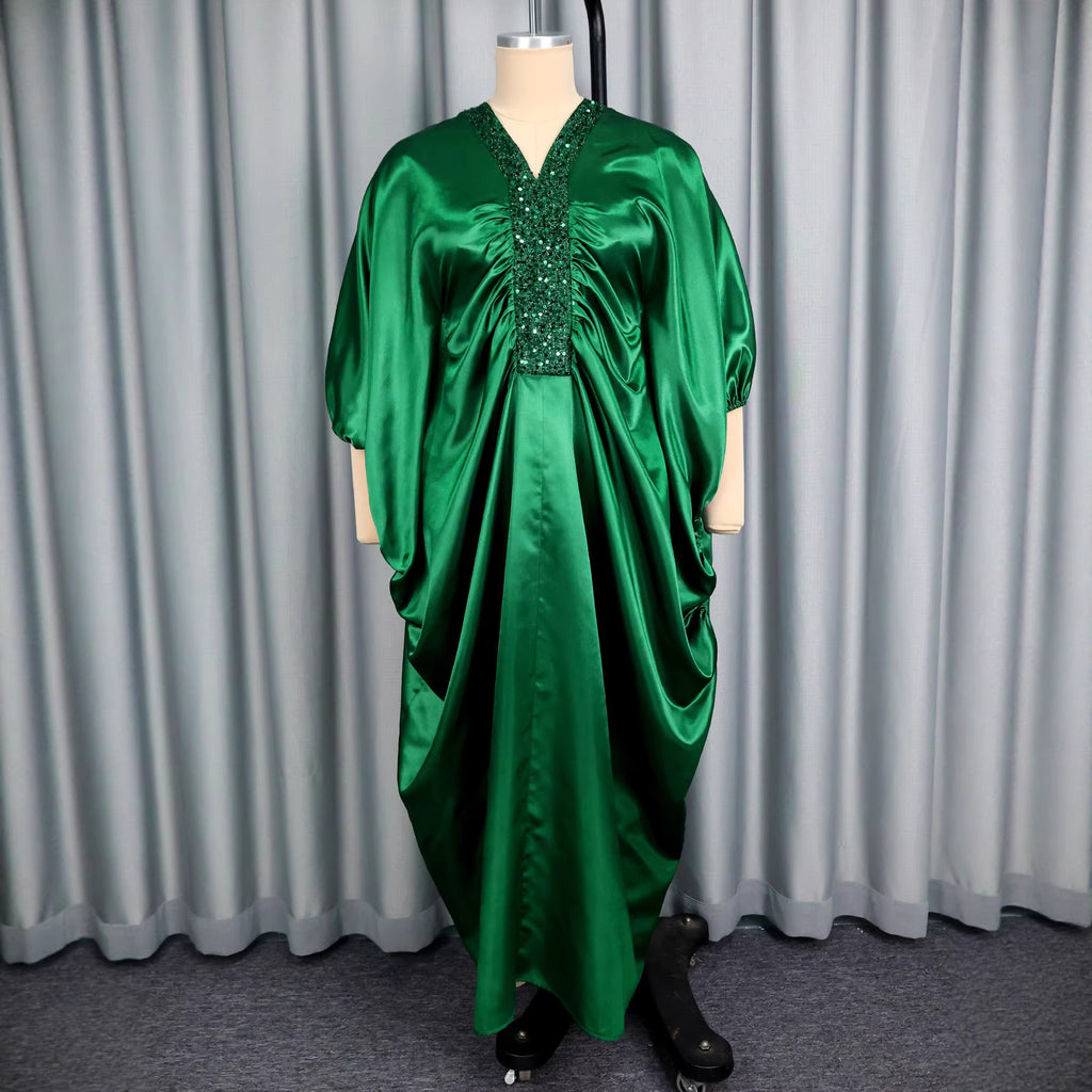 Women's Patchwork Sequin Batwing Sleeve Dress