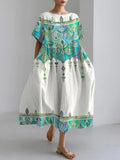 Womens 3D Digital Print Short-Sleeve Loose Plus-Size Dress For Women