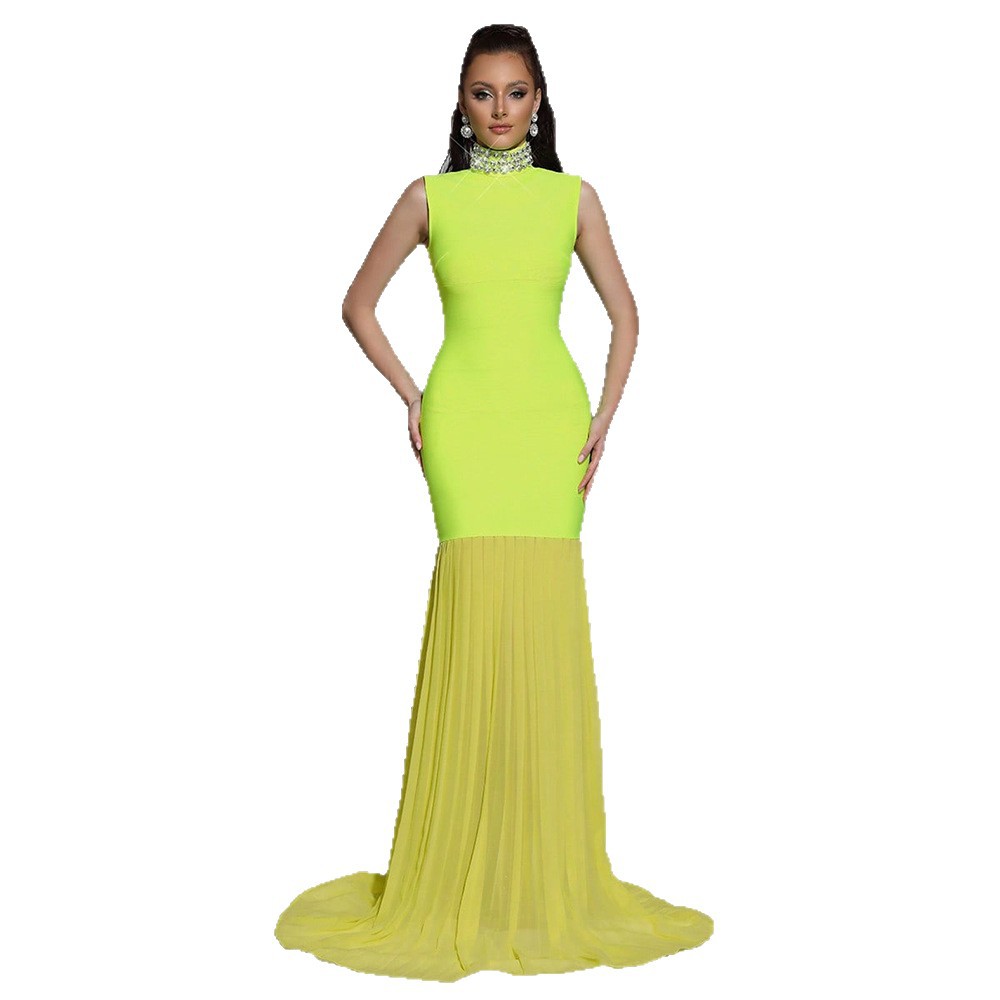 Women's Bandage Mesh-Panel Long Dress
