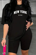 Printed Drop Shoulder T-Shirt Graphic Tees Women Tops