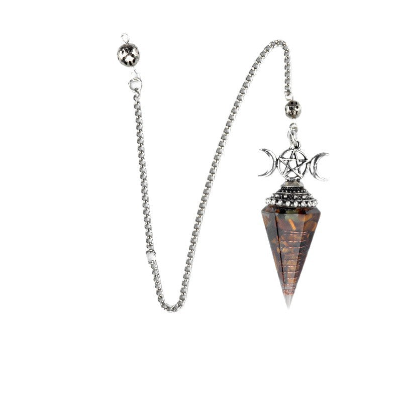 Colorful Crushed Stone Resin Crystal Gemstone Hexagonal Pyramid Spiritual Pendant Ornament