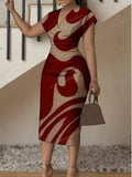New V-Neck Sheath Short-Sleeve Dress For Women